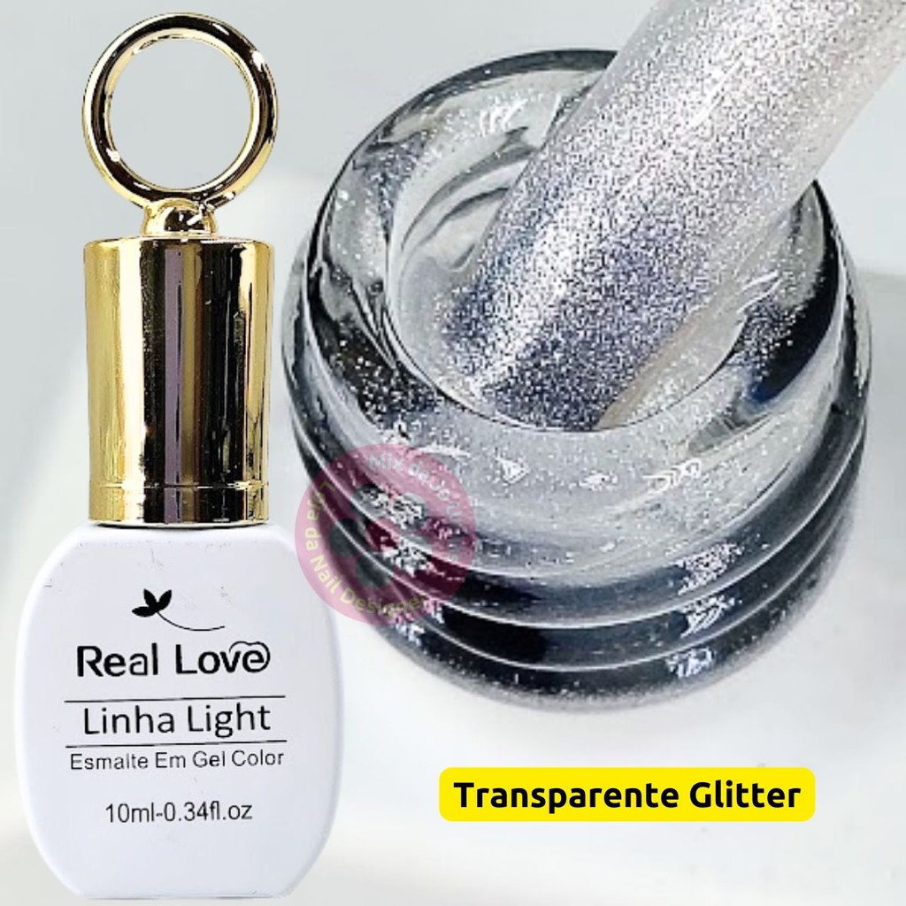 Esmalte em gel transparente com brilho 10ml Real Love Chaveirinho 89 ...