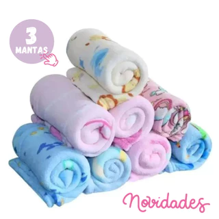 Kit 3 Peças Manta Infantil Soft Microfibra Bebe Estampado Menino/Menina em Oferta na Shopee
