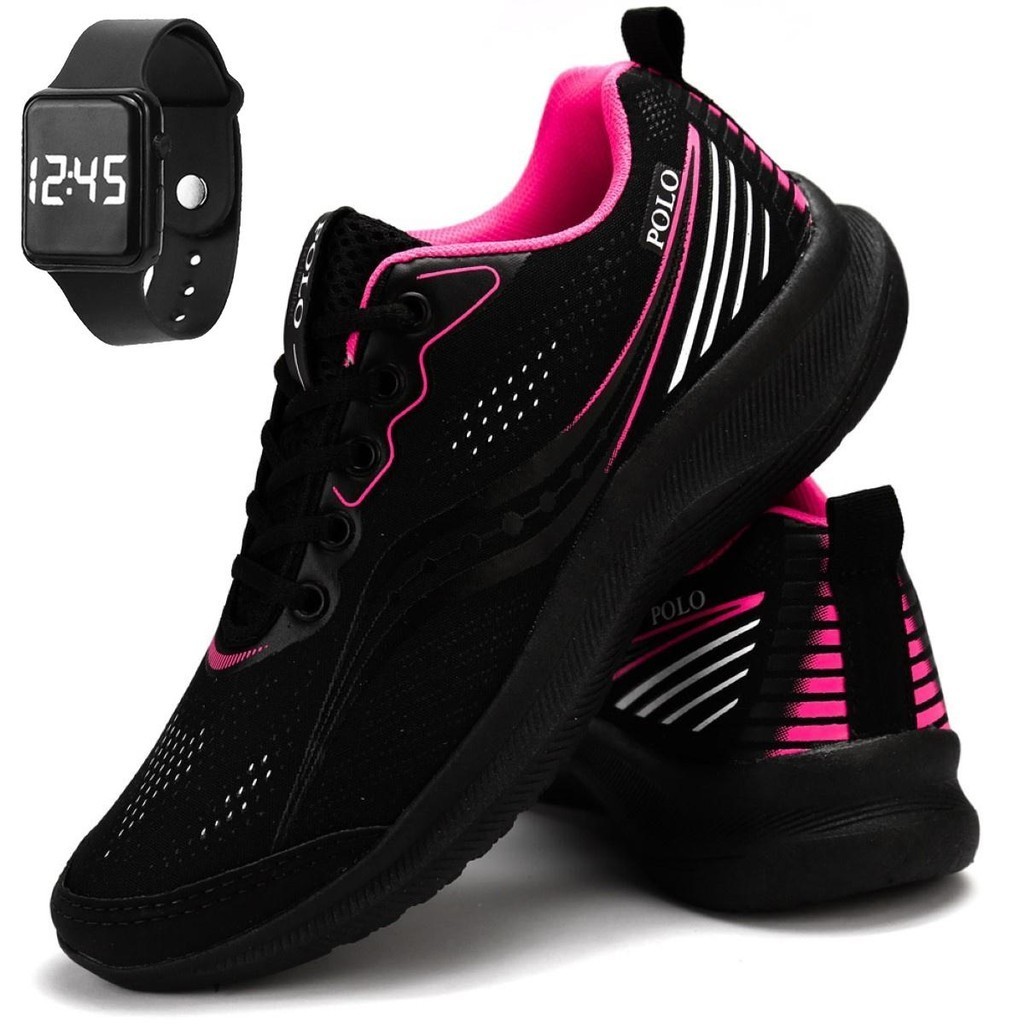 Tenis Feminino Caminhada Academia Super Leve Kit Mais Relogio