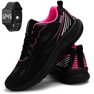 Tenis Feminino Caminhada Academia Super Leve Kit Mais Relogio