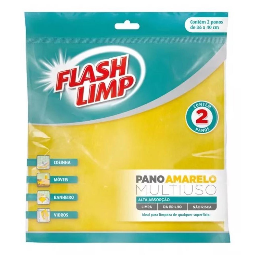Pano Limpeza Multiuso Amarelo 2pç Flash Limp