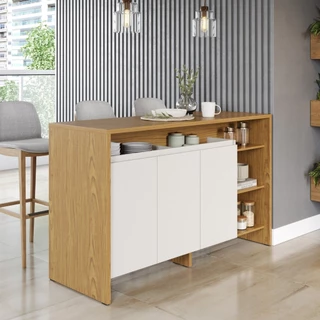 Ilha Gourmet 160cm 3 Portas Tampo Pintura UV