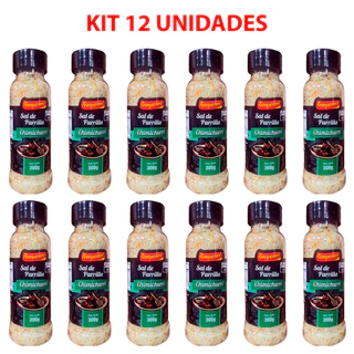 Kit 12 Sal de Parrilla Churrasco Diversos Pratos Frasco 300g Com Chimichurri Sabor Especial Tempermil