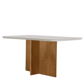 Mesa Sala de Jantar Olimpia 120cm Em MDF e Vidro Com Canto Copo
