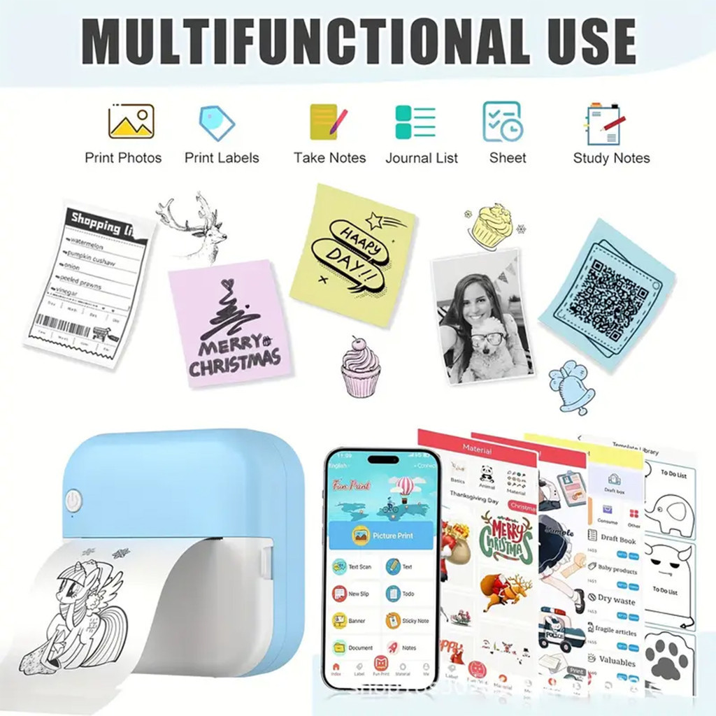 Mini Impressora Portátil De Etiquetas Térmicas De Bolso Sem Fio Bluetooth Android IOS Telefônicas