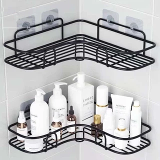 Kit 2 Suporte De Parede Shampoo Prateleira de banheiro Sabão triângulo adesivo para parede Cromado Canto Box