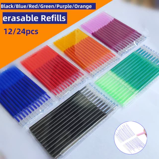 Caneta gel apagável 24 peças, recarga colorida, caneta gel 0.5mm para estudantes da escola primária