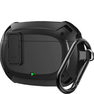 Beats Studio Buds/Plus Case 2021/2023 , Capa Protetora OTOPO TPU Com Trava Segura E Chaveiro , Compatível Carregamento Sem Fio , LED Visível-Preto