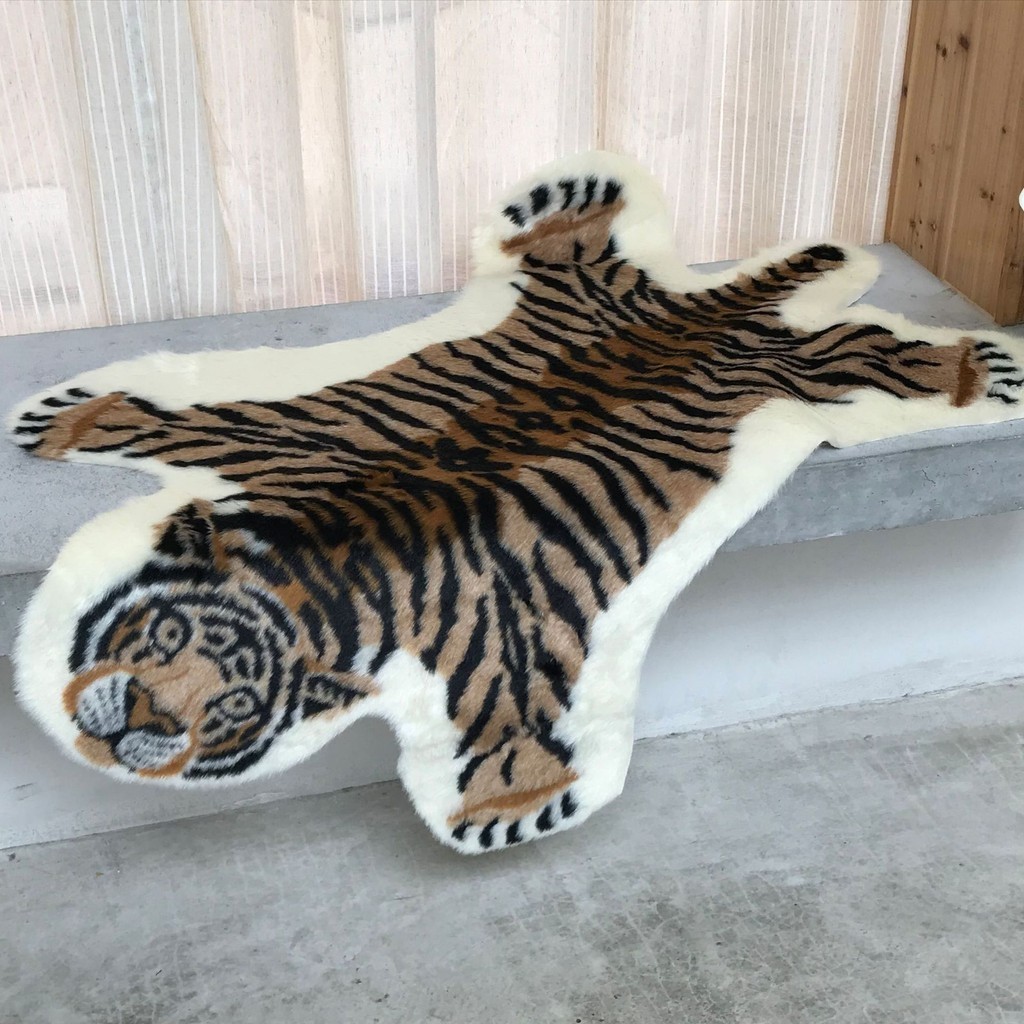Desenho Animado Almofada De Assento De Veludo Tigre Animal Macia Para Casa Tapete De Peles Loja Decoração De Sala De Estar