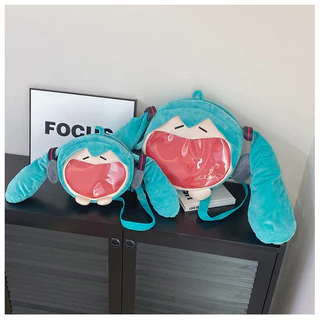 Bolsa feminina oblíqua fofa nova bolsa Bilibili Future Hatsune Miku bolsa de ombro dos desenhos animados fone de ouvido de pelúcia bolsa de ombro