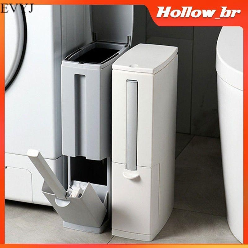 Lata De Lixo Estreita Com Escova Sanitária Caixa Plástica Para Banheiro Ferramentas De Limpeza Doméstica EO89