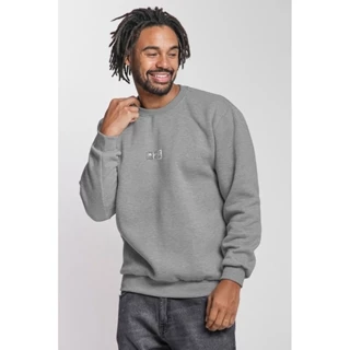 Blusa Masculina Moletom Gola Careca Polo Wear Cinza Médio