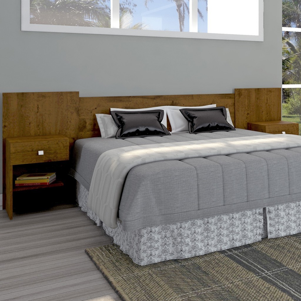 CABECEIRA de casal com Mesa de cabeceira BELGIC 2 Gavetas