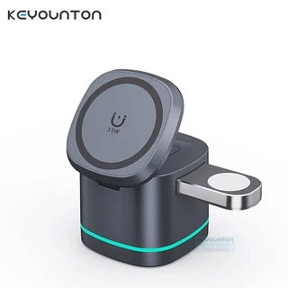 Suporte De Carregador Magnético 3 Em 1 Transparente 15W Sem Fio Para iPhone 14 13 12 ProMax Airpod Pro Watch 8 SE Estação De Carregamento