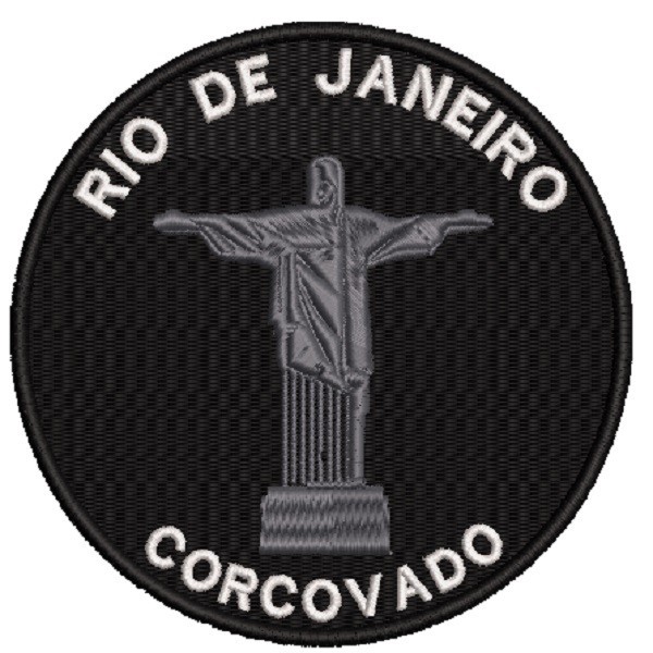 Patch Bordado Aplique Rio de Janeiro - Corcovado - Cinza Negativo ...