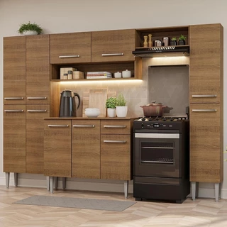 Cozinha Completa Madesa Emilly Hit com Armário e Balcão - Rustic em Oferta na Shopee