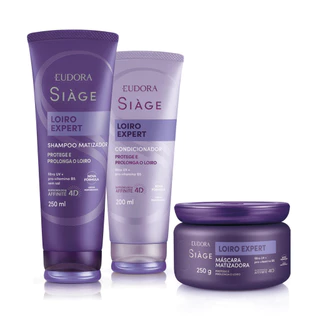 Kit Loiro Expert Shampoo 250mL, Condicionador 200mL e Máscara 250g Siage Eudora