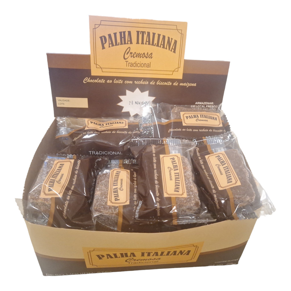 Palha Italiana Cremosa Tradicional Caixa com 24 Unid de 28G