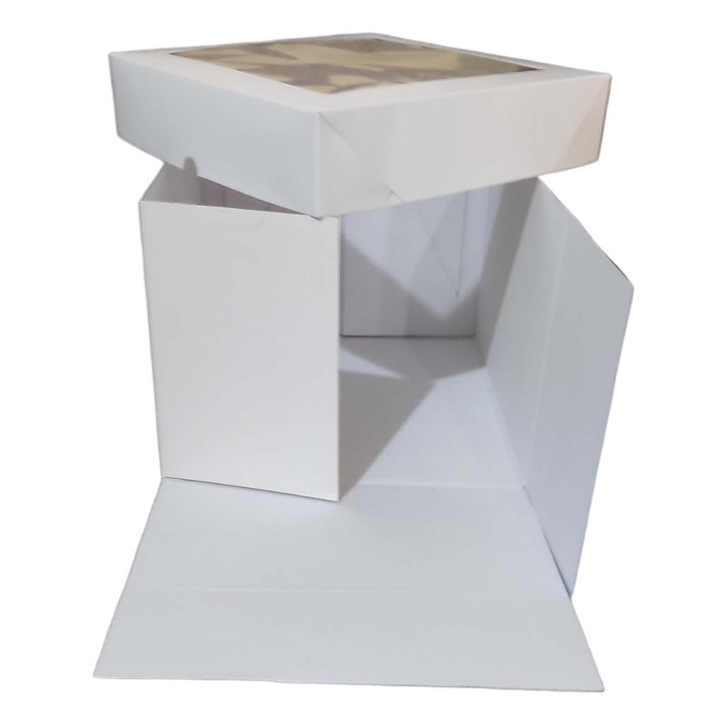 caixa para bolo c/ visor 25x25x20 papelão branco 1uni ou 2un
