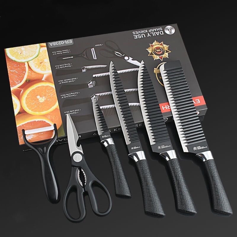 Kit de 6 Facas Churrasco inox cozinha Profissional Antiaderente-envio imediato