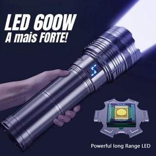 Lanterna Led 600W Tática Grande Super Forte ajuste focal laser potente com Case