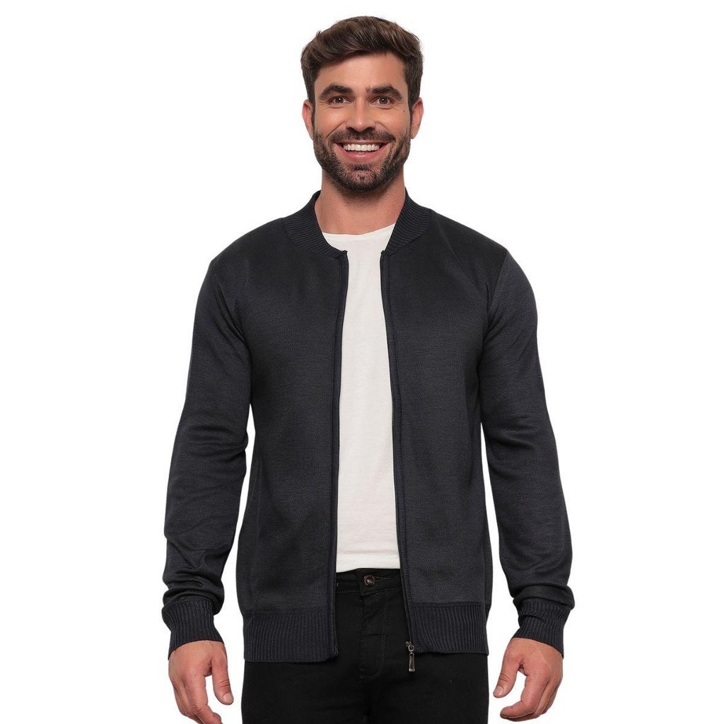 Cardigan Suéter Masculino Casaco Modelo Tricot Gola Alta Premium