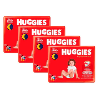 Fralda Descartável Infantil Huggies Supreme Care XG 232 Unidades