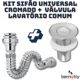 Kit Sifão Universal Extensivo Cromado + Válvula Lavatório Simples Cr