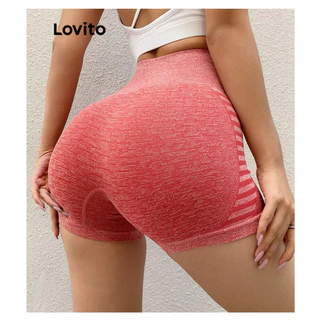Lovito Shorts esportivos femininos lisos e justos com bumbum LNL51179
