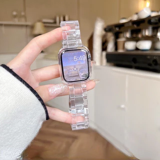 Pulseira Plástica Transparente De Resina Para Relógio AW 41mm 45mm 44mm 40mm iWatch Série Ultra 9 7 6 SE 5 4 3 2 Esportiva De Geléia 42mm 38mm 49MM
