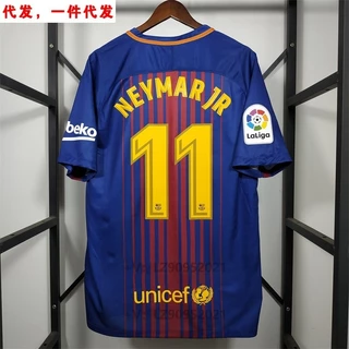 Retro 2017-2018 Curto 10 Messi 11 NEYMAR JR 3 PIQUE Camisa