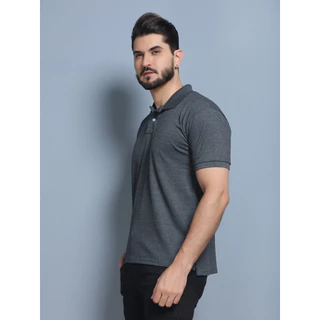 Camisa Gola Polo Masculina Camiseta Uniforme, lisa Cor Cinza-EscuroTamanho Gande