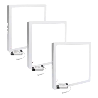 Kit 3 Painel Plafon Sobrepor Led 25w Quadrado 30X30 6000K