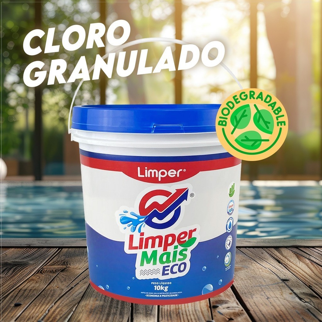 Cloro Para Piscina Limper Mais Balde Teor 10kg Atcllor | Shopee Brasil