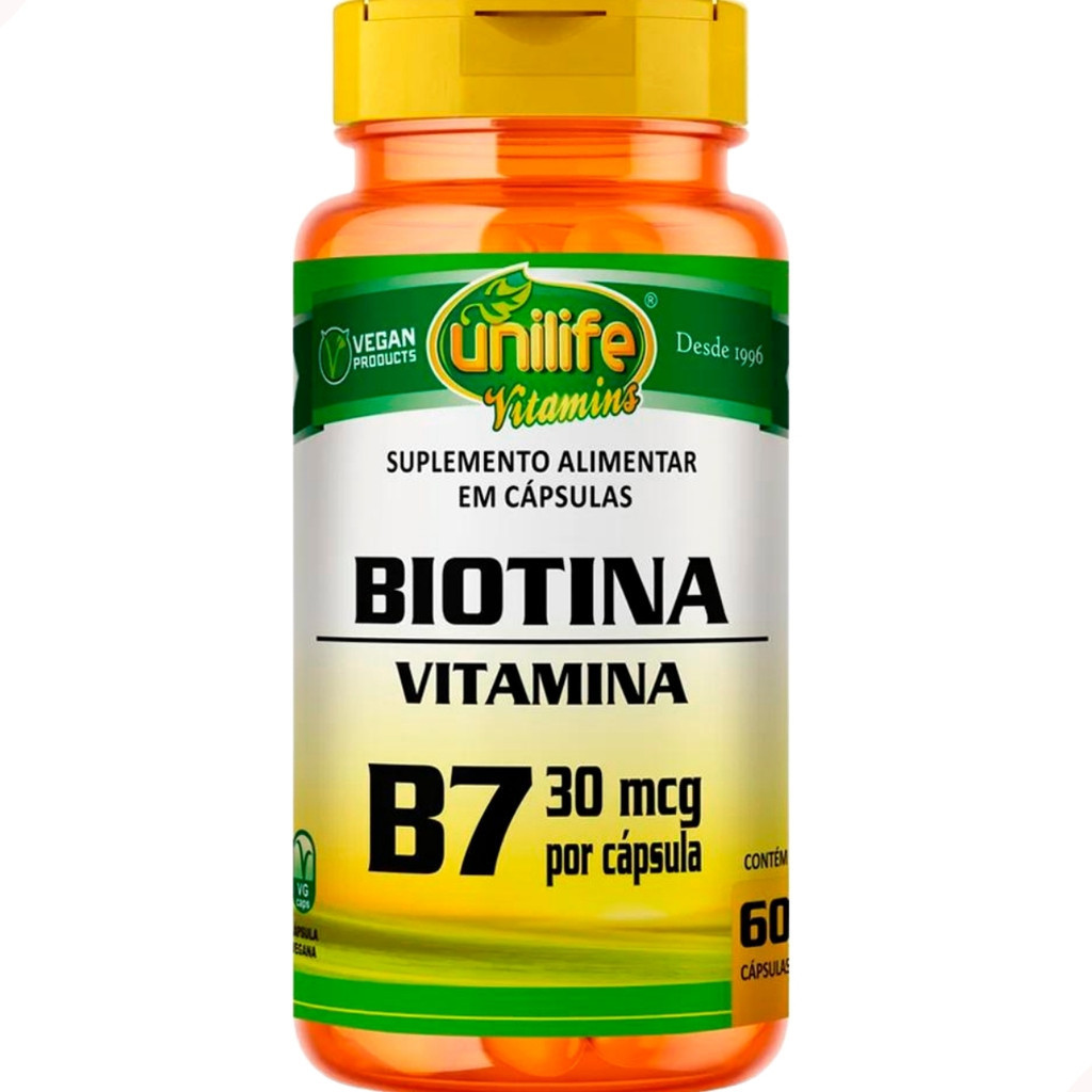 BIOTINA VITAMINA B7 60 CAPSULAS UNILIFE | Shopee Brasil