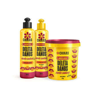 Kit Shampoo, Condicionador 300mL e Máscara 450g Deleta Danos Chikas