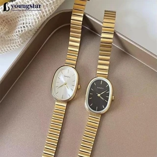 YOUNGSTAR Mostrador Oval Com Pulseira De Bambu Mulher Relógio De Quartzo Material De Aço Inoxidável Pulso Design De Luxo Menina Estudante Presente X4Z9