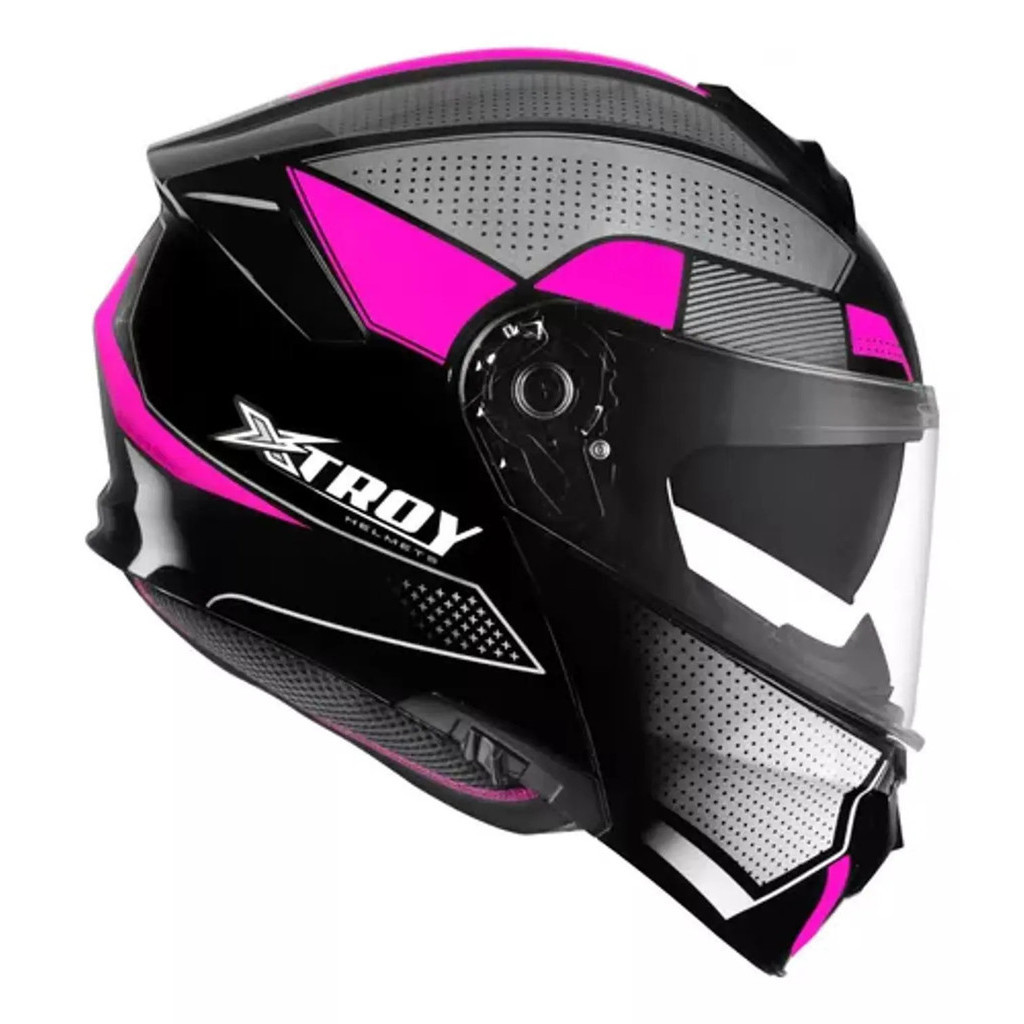 Capacete Articulado Feminino Xtroy Modular RMC Preto e Rosa Fosco ...