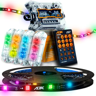 Kit 4 Strobos Central Ritmico 3.0 C/ Controle + Fita Led AJK