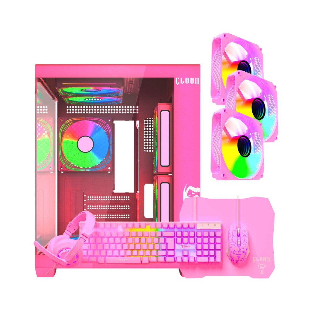 Kit Gamer, Gabinete Aquário, Combo Candy 4x1, 3 Fans, Rosa | Shopee Brasil