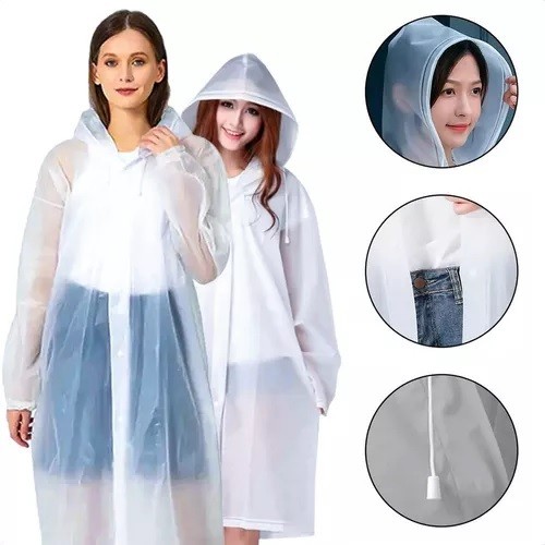 Conjunto Chuva Freesmily - Capa E Calça Transparente, Impermeável Reutilizável