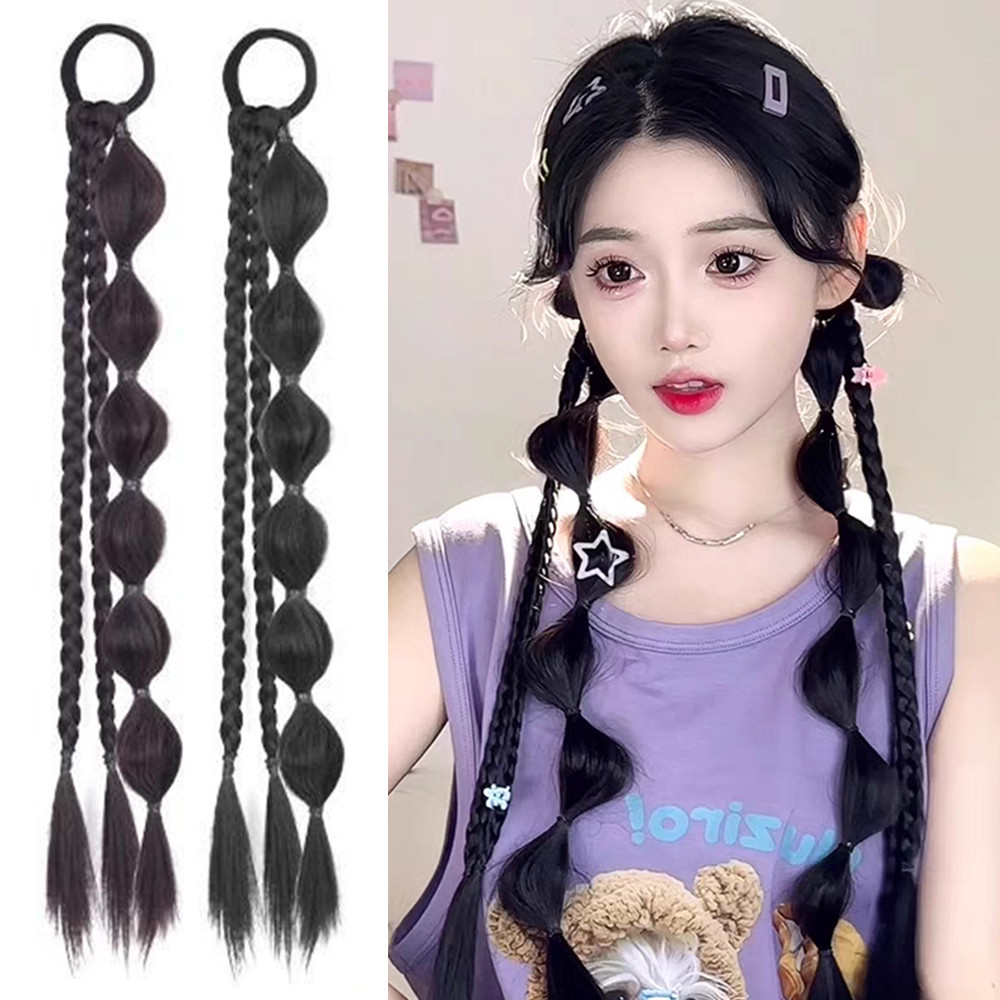 Trança Torcida Tranças De Cabelo Falso Forma De Bolha Extensões De Rabo ...
