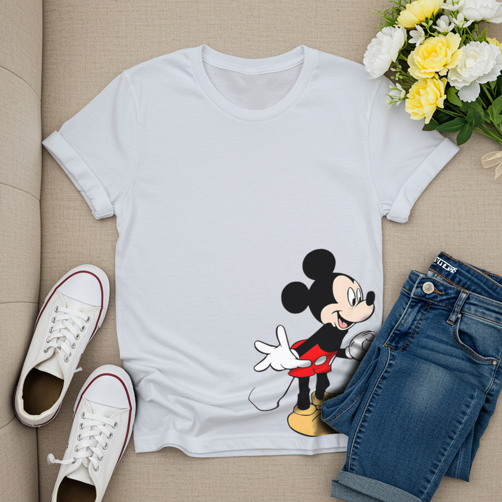 T-shirt Unissex Para Casal Personalizadas Mickey e Minnie Coração