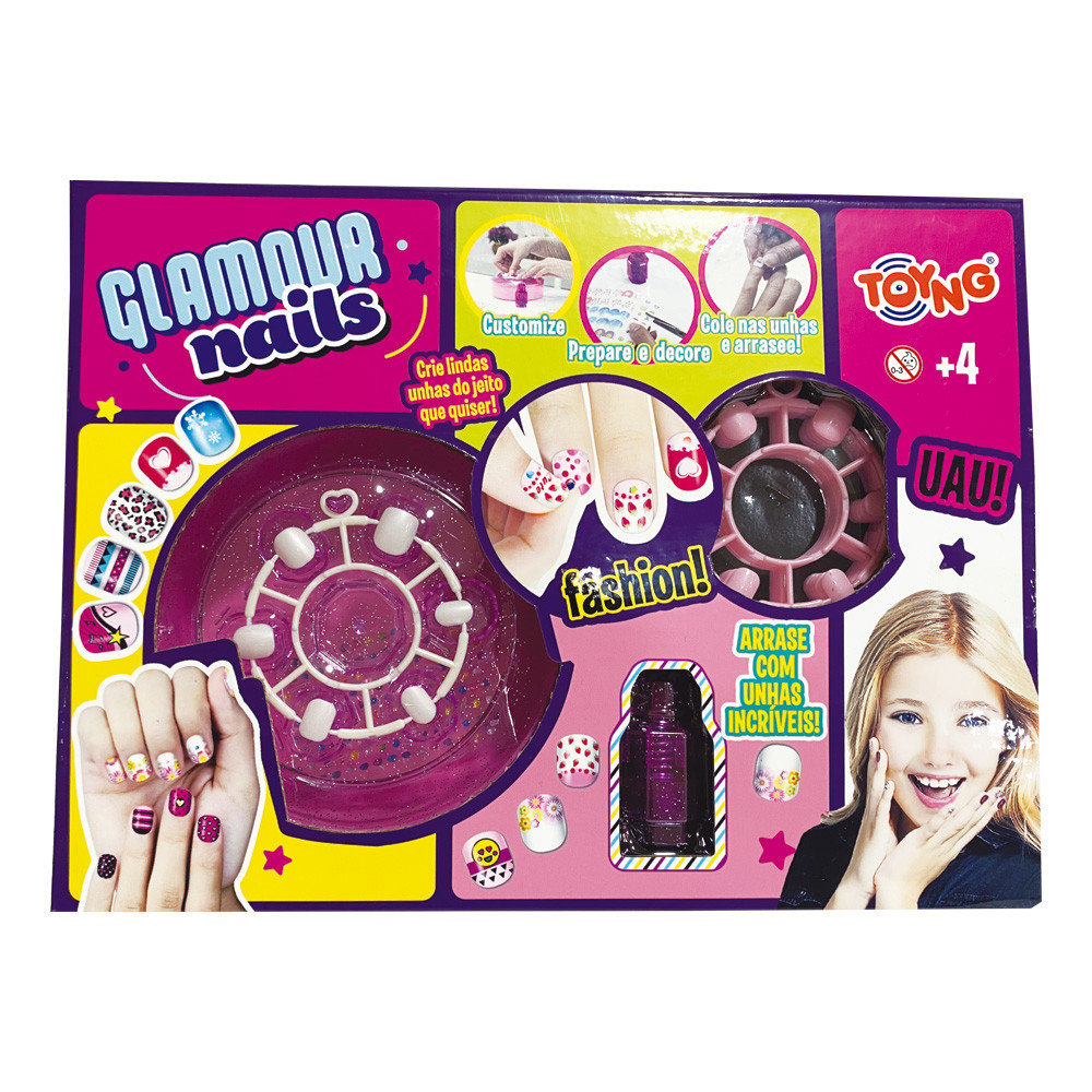 kit Decora Unha Manicure Infantil Toyng Glamour Nails Adesivos | Shopee ...