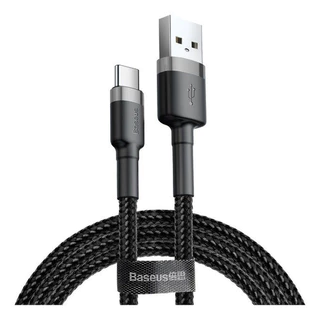 Baseus Cabo Rápido Usb Para Tipo- C Baseus Cafule Nylon 2a 2 Metros Preto para iPhone 15 e Android