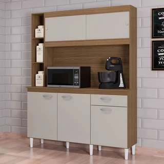 Armário de Cozinha Duda 5 Portas 1 Gaveta Castanho/Off White - Poquema