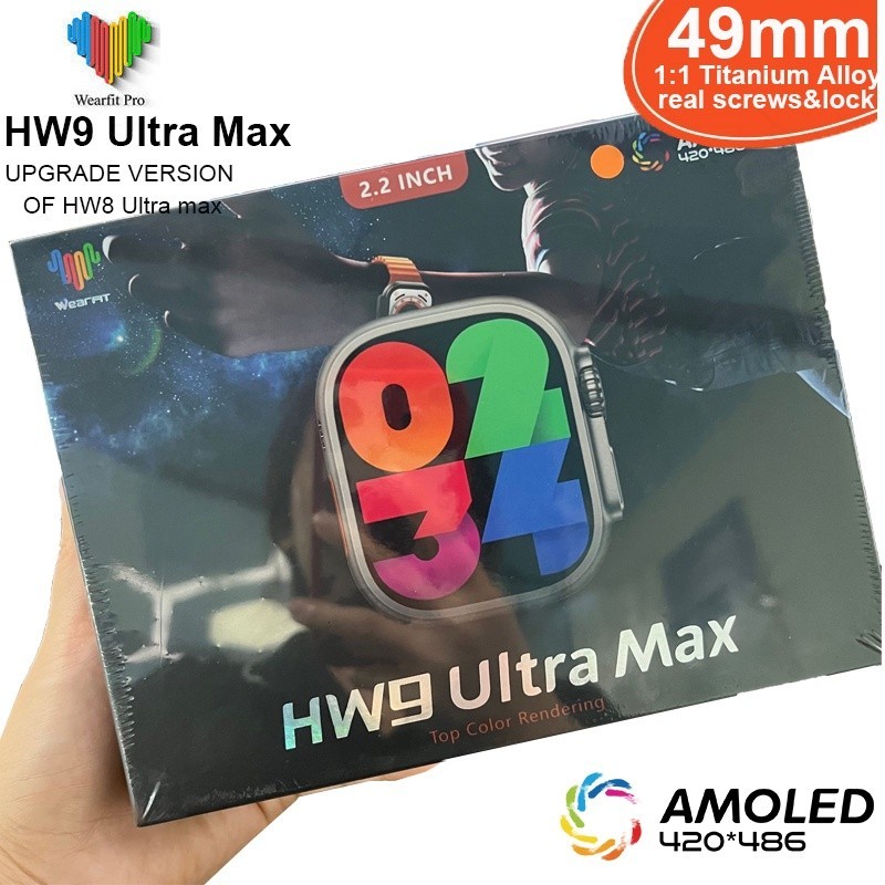 HW9 Ultra Max SmartWatch 2.2" Série 9 Resolução alta definição Amoled Bússola NFC Bluetooth Chamadas