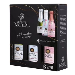 KIT MINI ESPUMANTES MONTE PASCHOAL MOSCATEIS 3X187ML