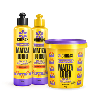 Kit Matiza Loiro Shampoo, Condicionador 300mL e Máscara 450g Chikas