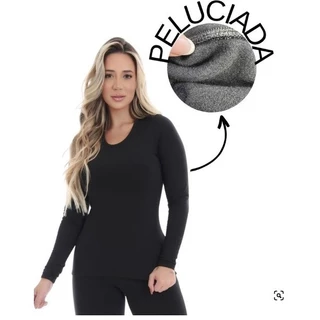Blusa Camisa Termica Feminina Peluciada Segunda Pele Inverno